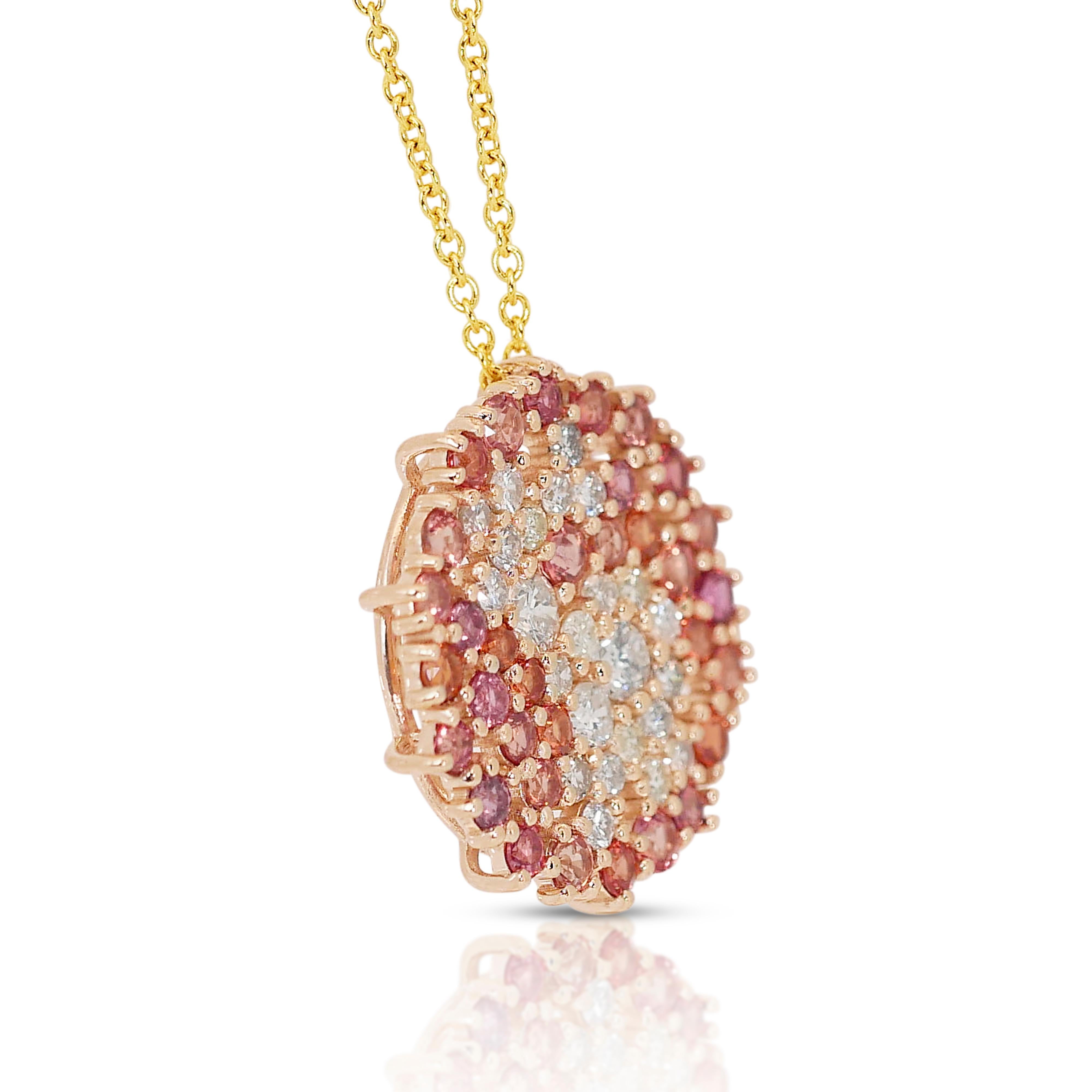 Captivating 14K Yellow Gold Sapphire and Diamond Pendant Necklace w/ 4.05ct -AIG In New Condition For Sale In רמת גן, IL