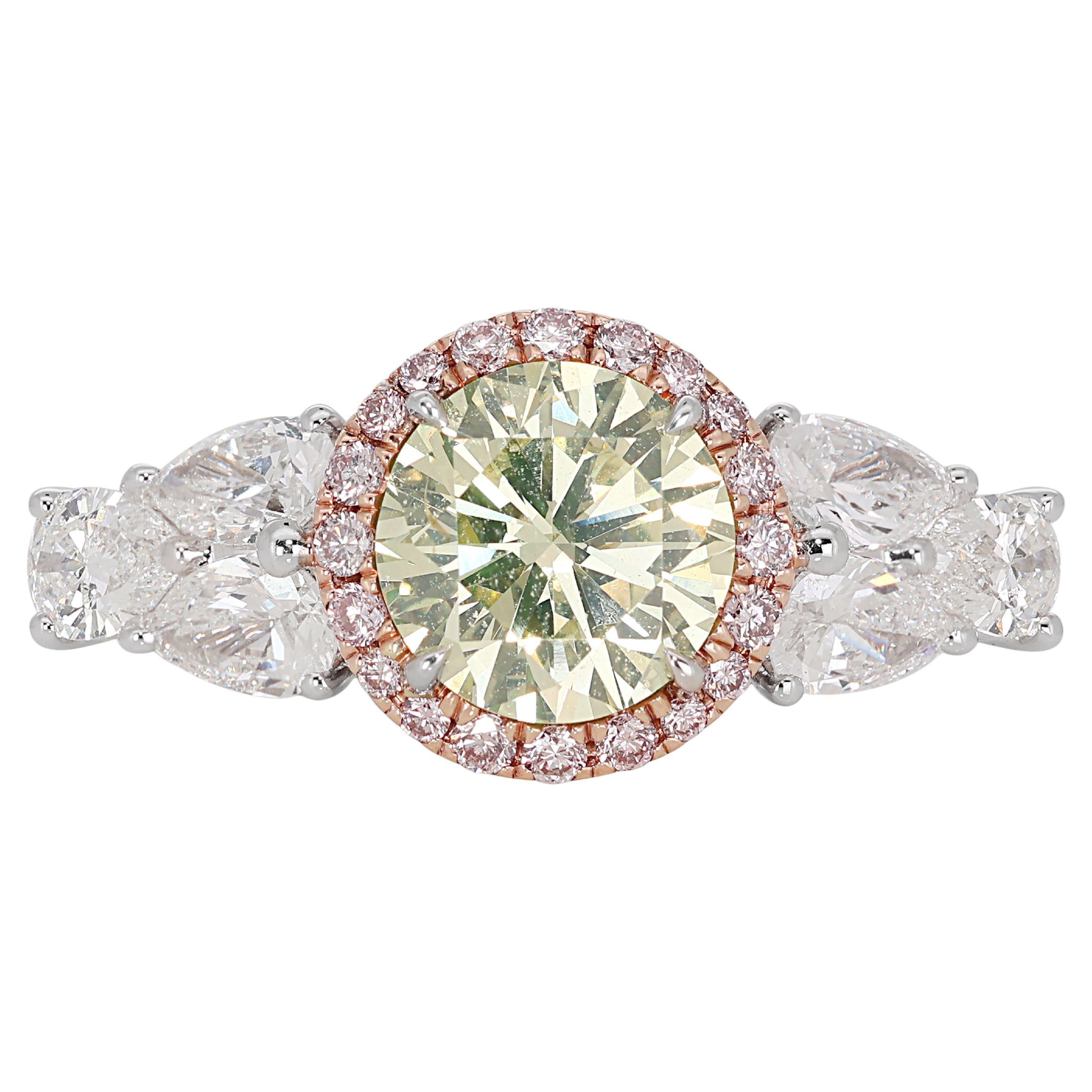 Captivating 1.53ct Diamond Pave Ring with Side Diamonds in 18K White Gold