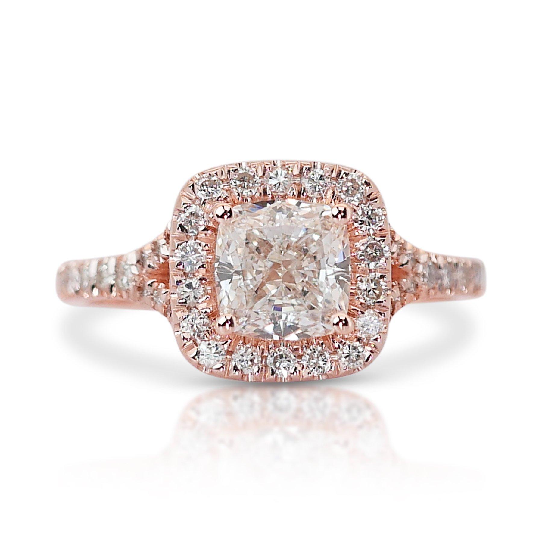 Women's Captivating 1.55ct Double Excellent Ideal Cut Diamonds Halo Ring
