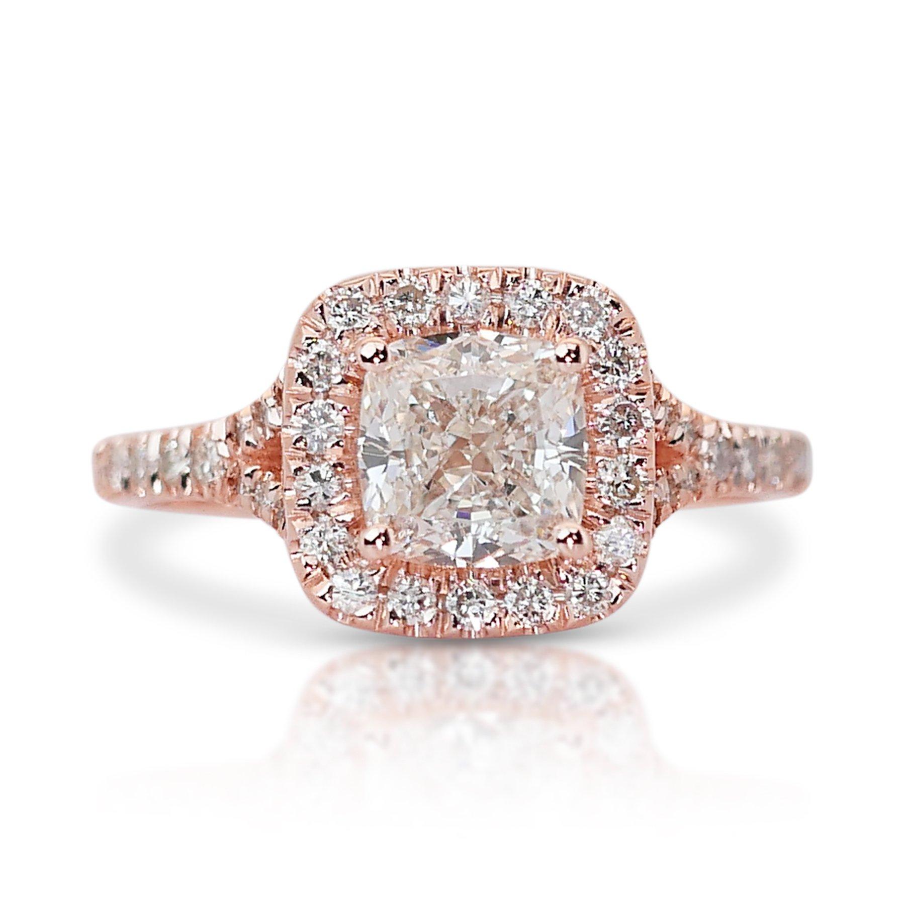 Captivating 1.55ct Double Excellent Ideal Cut Diamonds Halo Ring 4