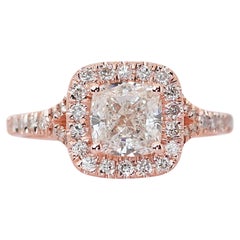 Captivating 1.55ct Double Excellent Ideal Cut Diamonds Halo Ring