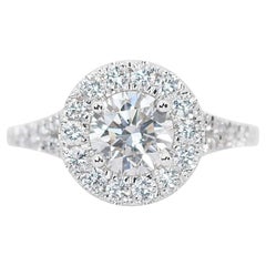 Captivating 1.56ct Triple Excellent Ideal Cut Diamonds Halo Ring - GIA Certified