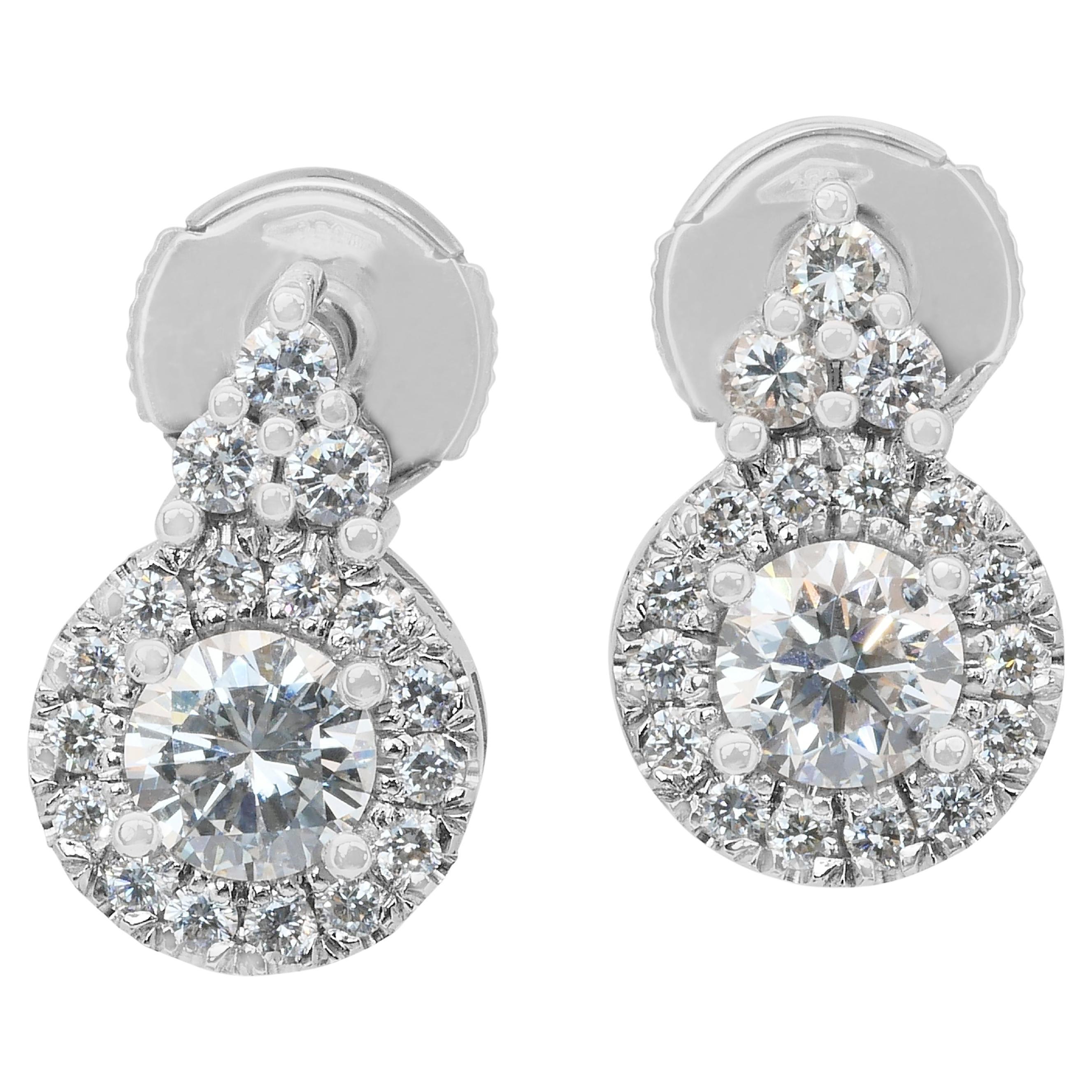 Captivating 1.59ct Diamonds Earrings in 18k White Gold - IGI Certified