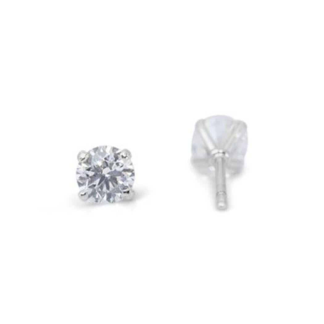 Round Cut Captivating 1.8 Carat D Color VVS1 Diamond Stud Earrings in 18K White Gold For Sale