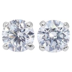 Captivating 1.8 Carat D Color VVS1 Diamond Stud Earrings in 18K White Gold
