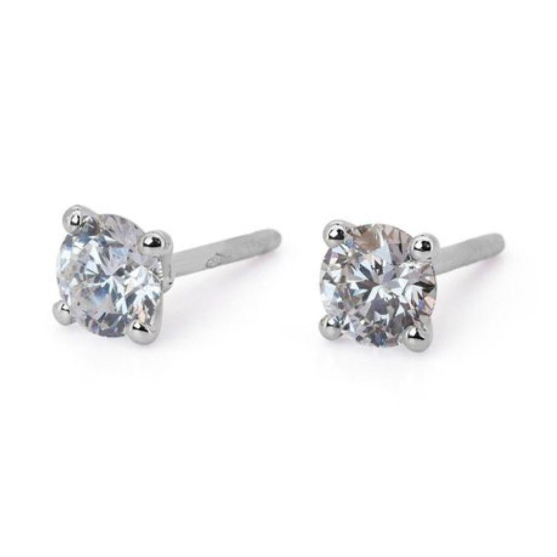 Round Cut Captivating 1.8 Carat F Color VVS1 Diamond Studs in 18K White Gold For Sale