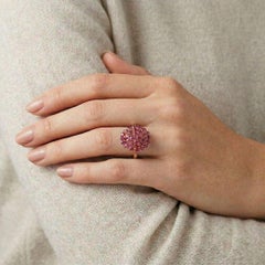 Captivating 1.80ct Pinkish Red Ruby Floral Cluster Ring in 18K Yellow Gold