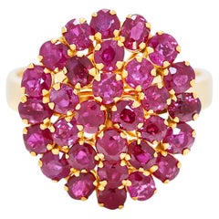 Captivating 1.80ct Pinkish Red Ruby Floral Cluster Ring in 18K Yellow Gold
