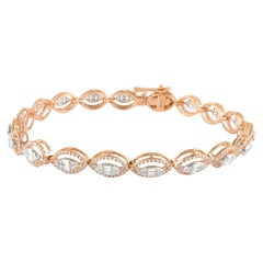 Bracelet tennis glamour en or rose massif 18 carats avec diamants de 1,86 carat poids total