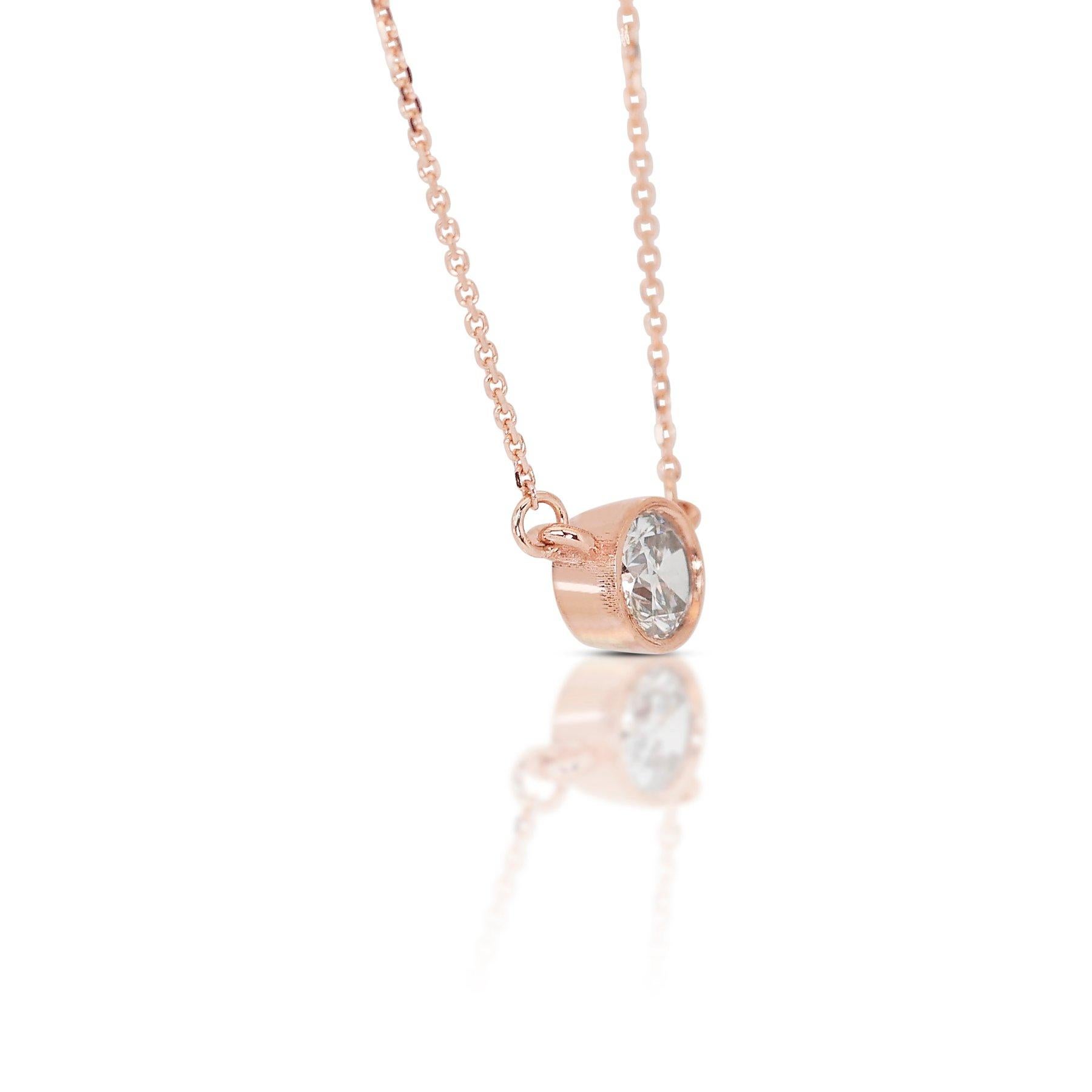Captivating 18K Rose Gold Natural Diamond Necklace w/0.70ct - GIA Certified For Sale 1