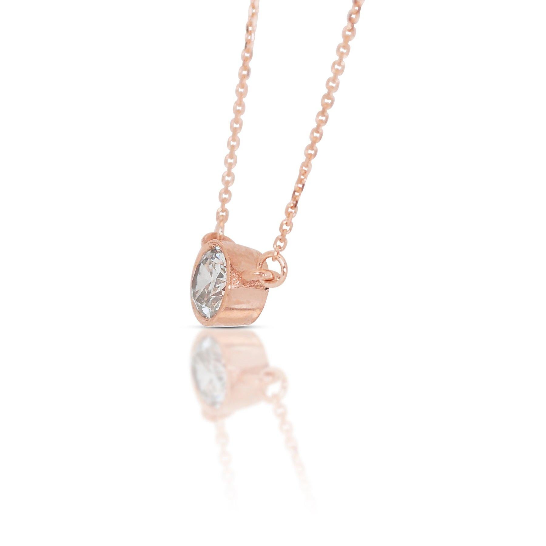 Captivating 18K Rose Gold Natural Diamond Necklace w/0.70ct - GIA Certified For Sale 2