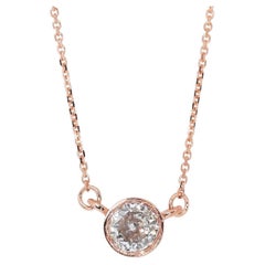 Cautivador collar de diamantes naturales de oro rosa de 18 quilates con 0,70 ct - Certificado GIA