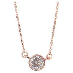 Captivant collier en or rose 18 carats avec diamant naturel de 0,70 carat, certifié GIA