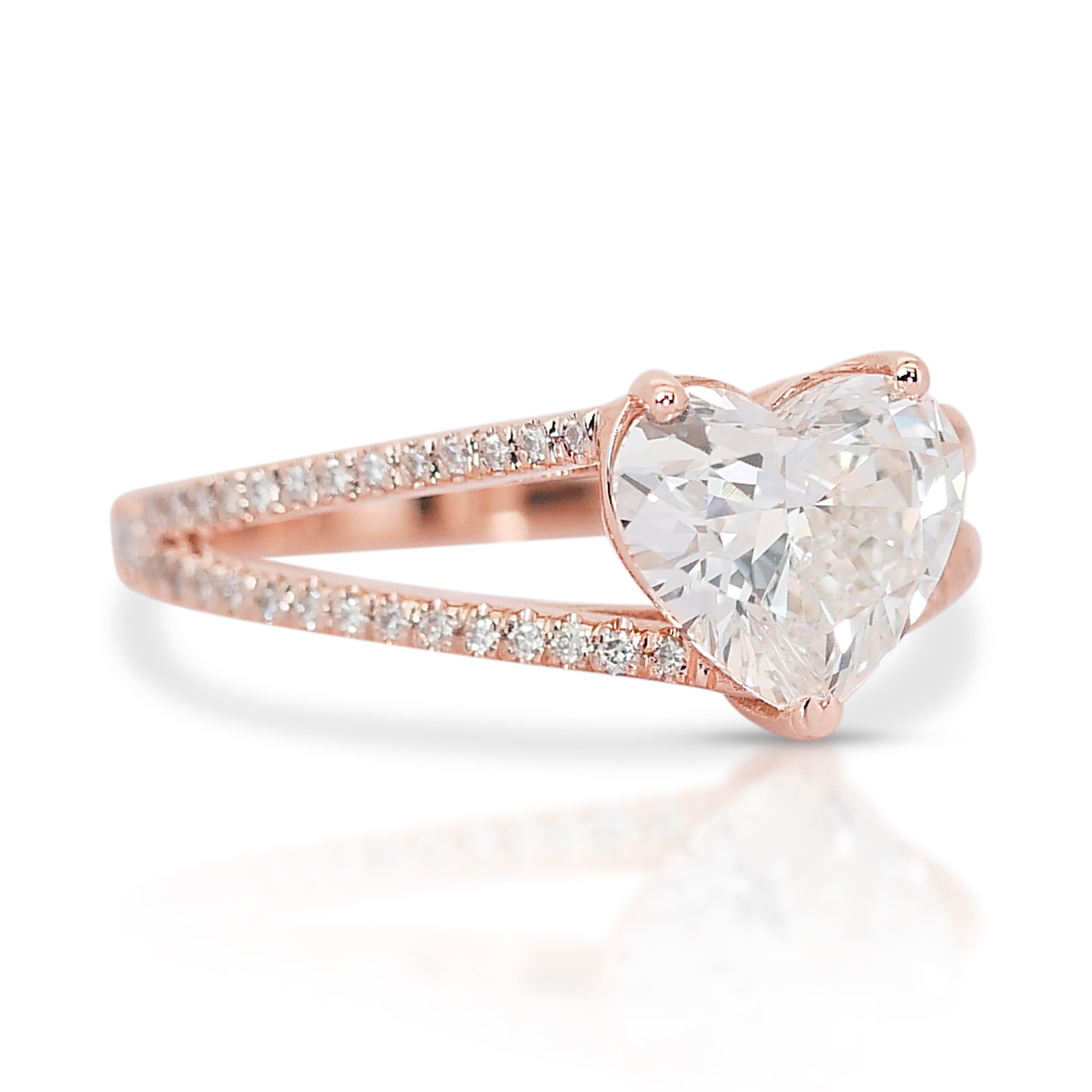 Bezaubernder 18 Karat Roségold natürlicher Diamant-Pavé-Ring mit/2,03 Karat - IGI-zertifiziert (Brillantschliff) im Angebot