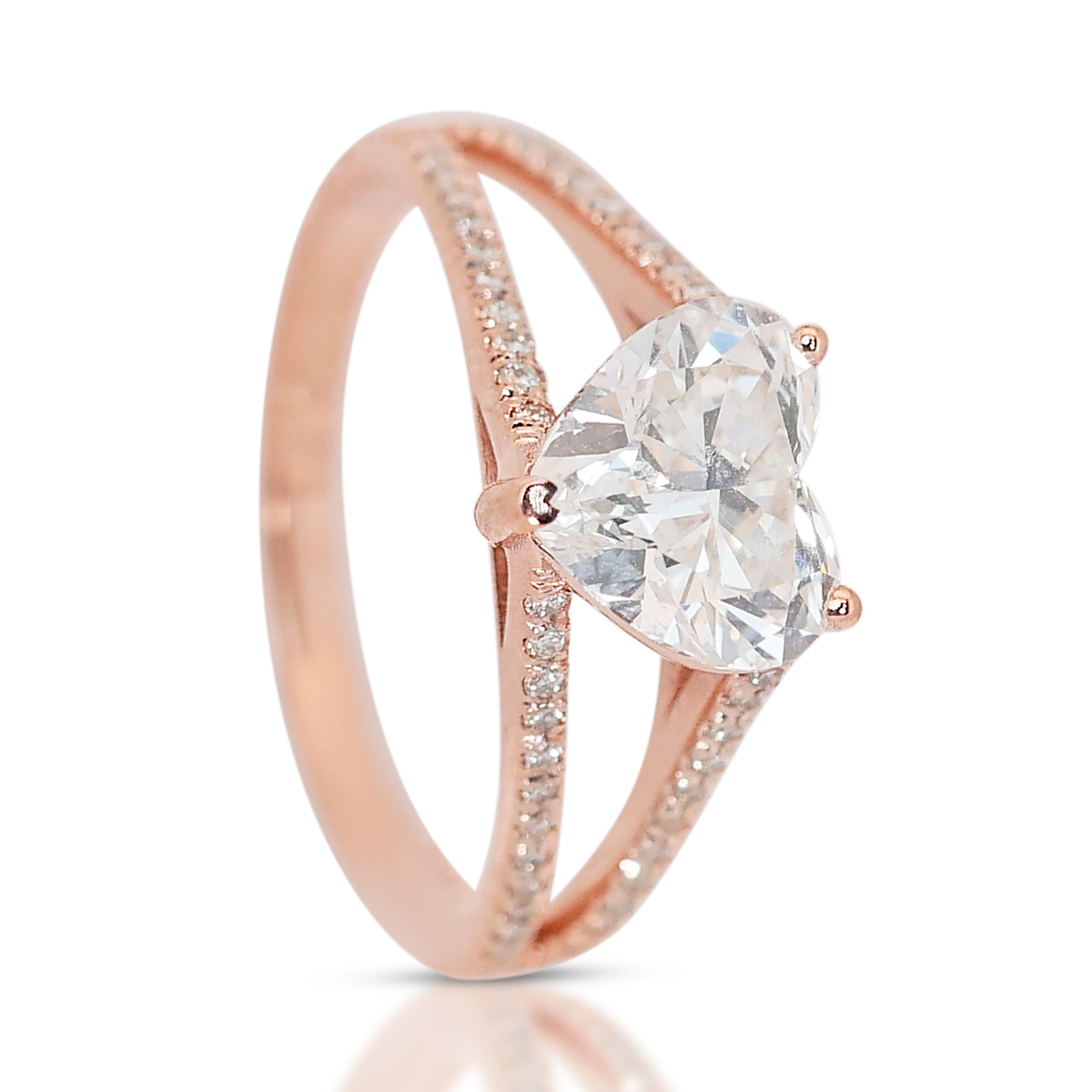 Bezaubernder 18 Karat Roségold natürlicher Diamant-Pavé-Ring mit/2,03 Karat - IGI-zertifiziert im Angebot 3