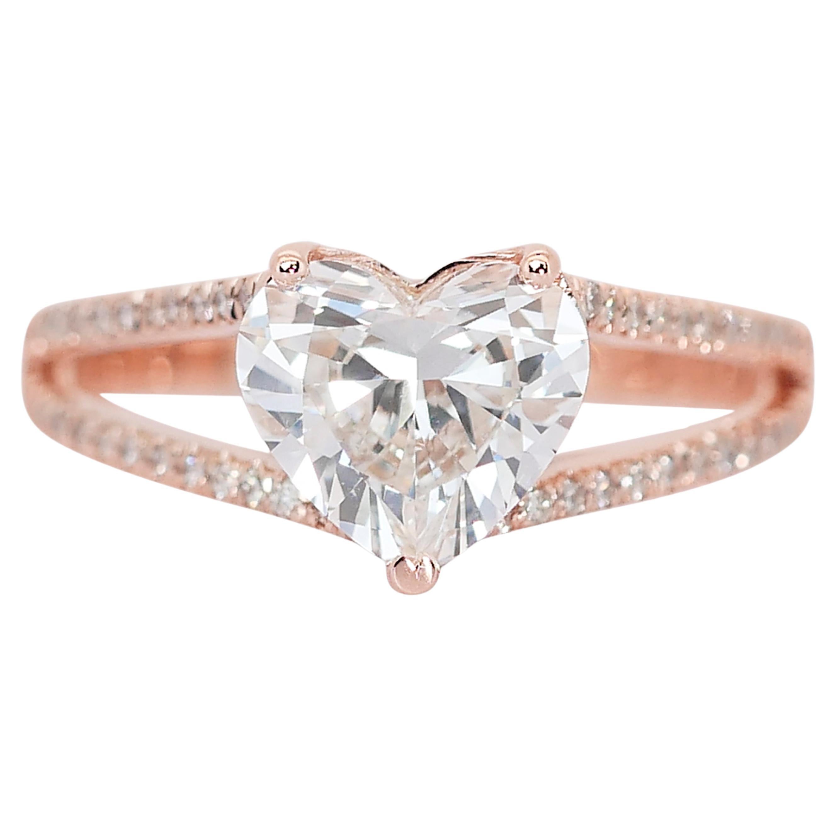 Bezaubernder 18 Karat Roségold natürlicher Diamant-Pavé-Ring mit/2,03 Karat - IGI-zertifiziert im Angebot