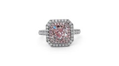 Captivating 18k White Gold Halo Ring with 1.86 Ct Natural Pink Diamonds GIA Cert