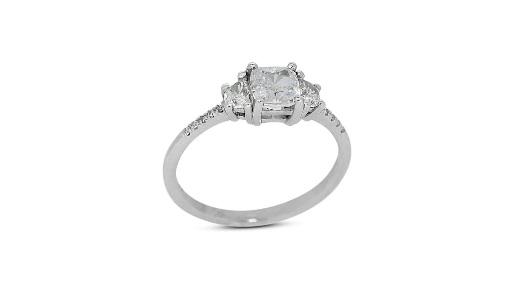 Captivating 18K White Gold Natural Diamond Halo Ring w/1.31 Carat- GIA Certified For Sale 1