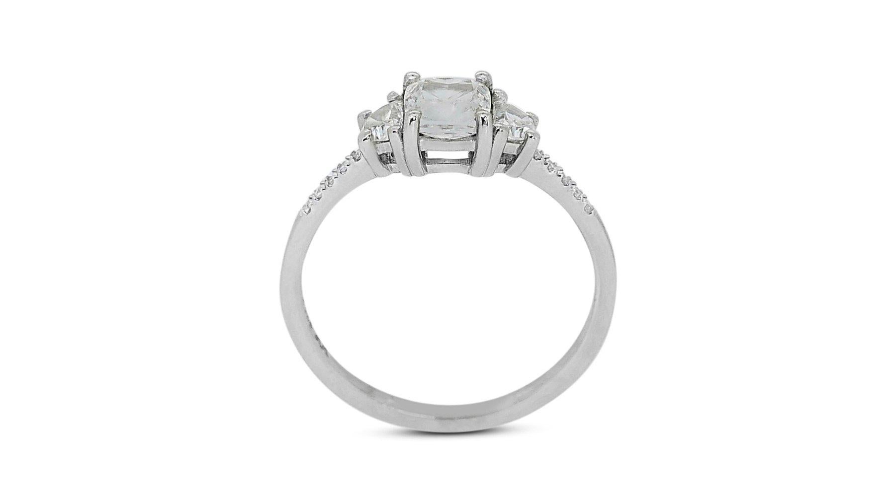 Captivating 18K White Gold Natural Diamond Halo Ring w/1.31 Carat- GIA Certified For Sale 2