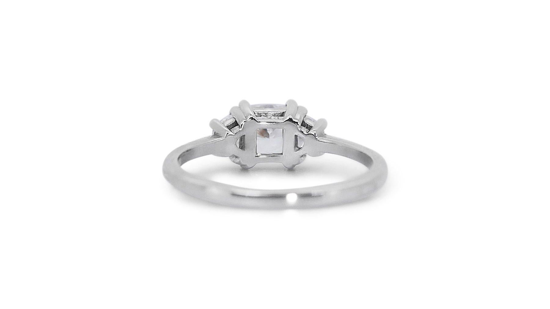 Captivating 18K White Gold Natural Diamond Halo Ring w/1.31 Carat- GIA Certified For Sale 3