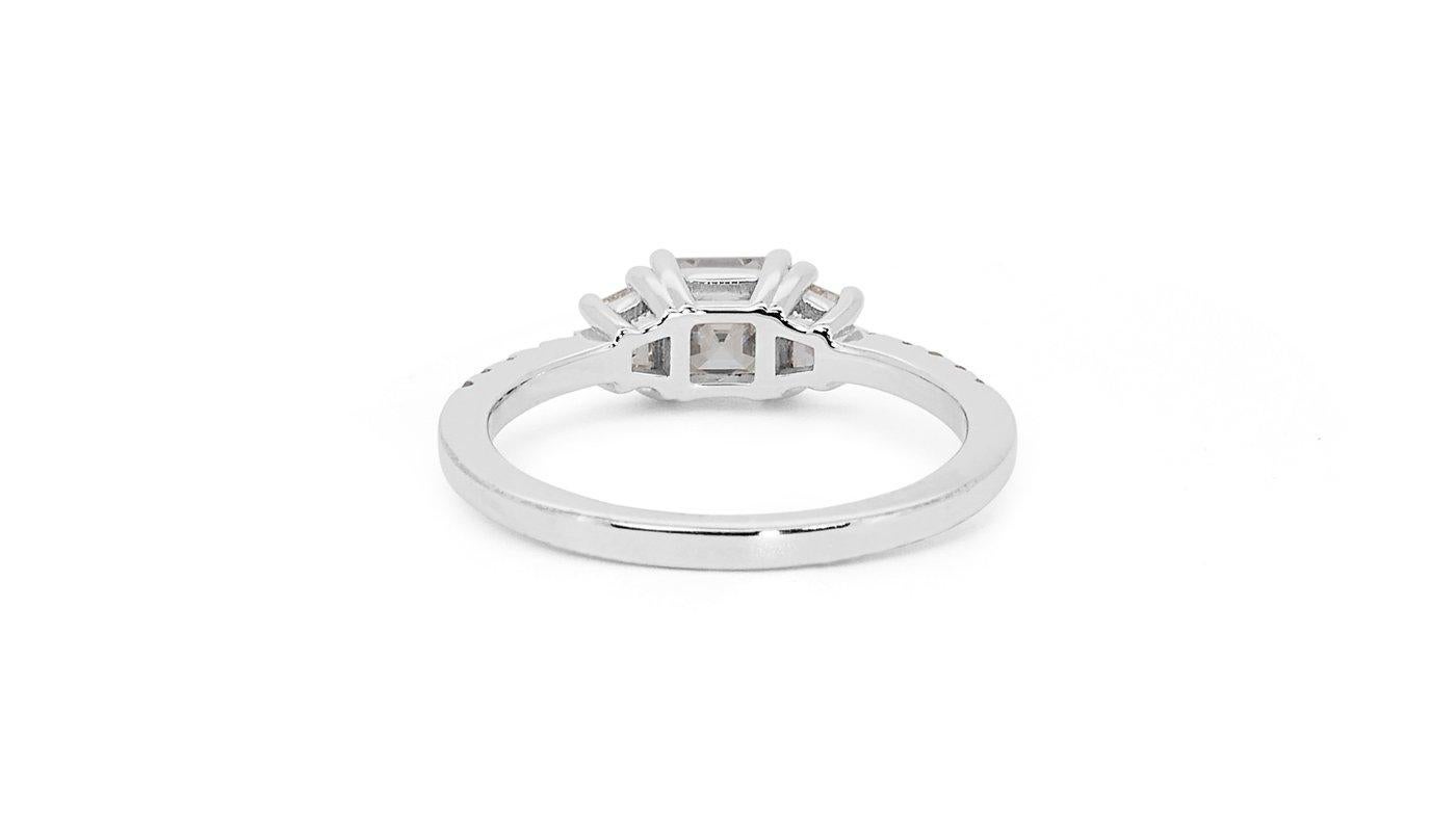 Captivating 18k White Gold Three Stone Ring 1.06ct Natural Diamonds GIA Cert 3