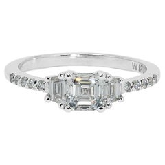 Captivating 18k White Gold Three Stone Ring 1.06ct Natural Diamonds GIA Cert