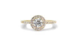Captivating 18k Yellow Gold Natural Diamond Halo Ring w/1.21 ct- GIA Certified