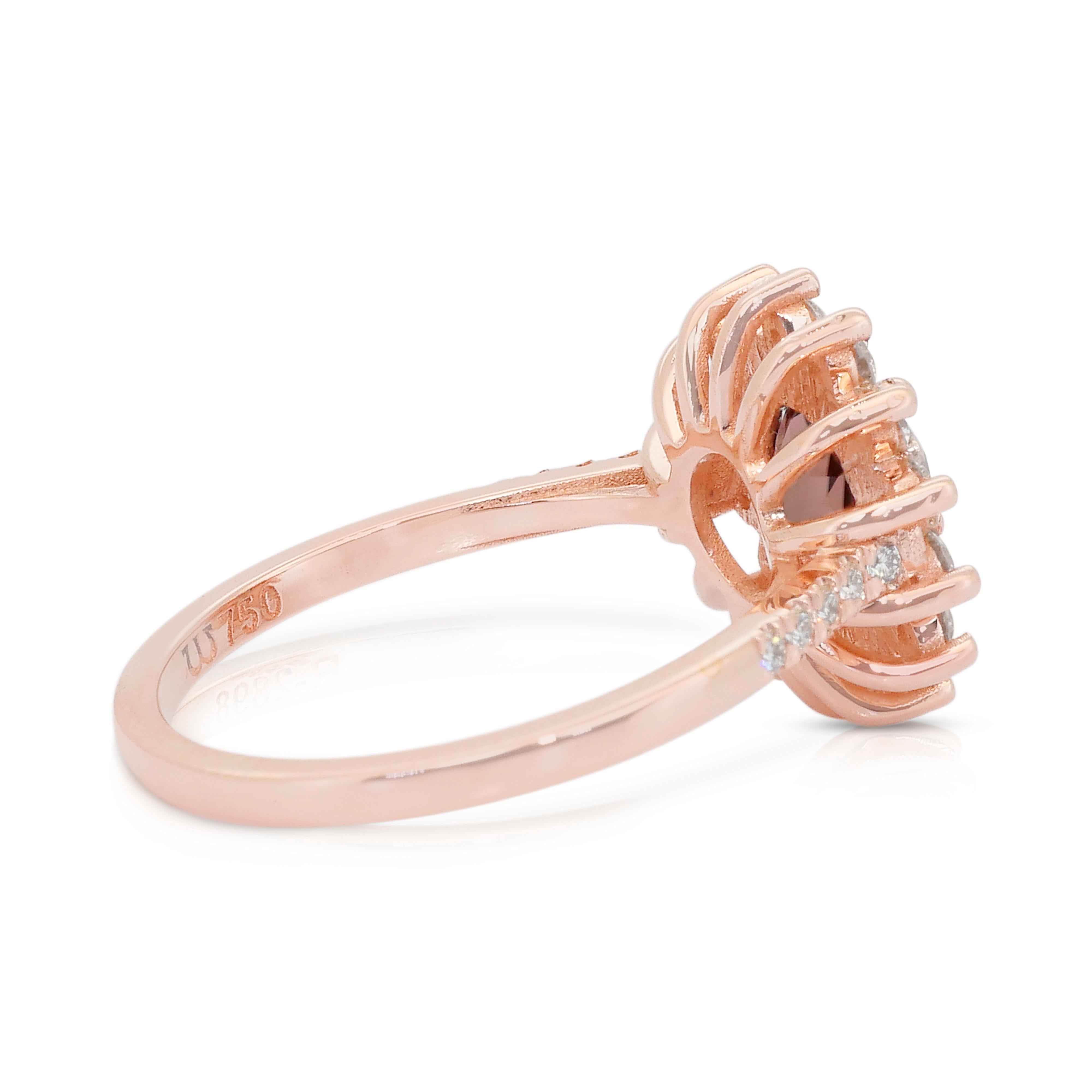 Taglio rotondo Accattivante anello aureola con tormalina e diamanti da 1,95 carati in oro rosa 18 carati in vendita