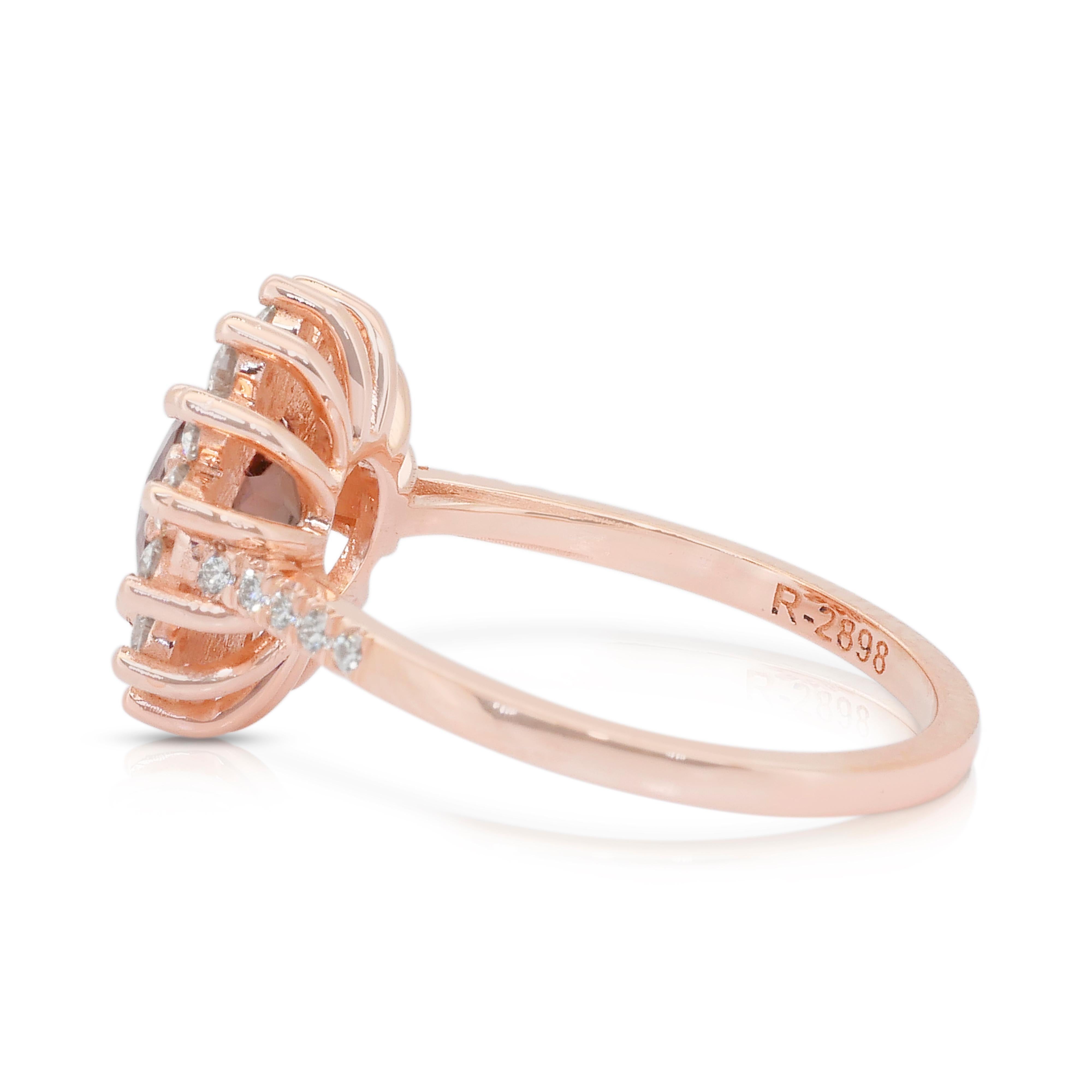 Accattivante anello aureola con tormalina e diamanti da 1,95 carati in oro rosa 18 carati In condizioni Nuovo in vendita a רמת גן, IL