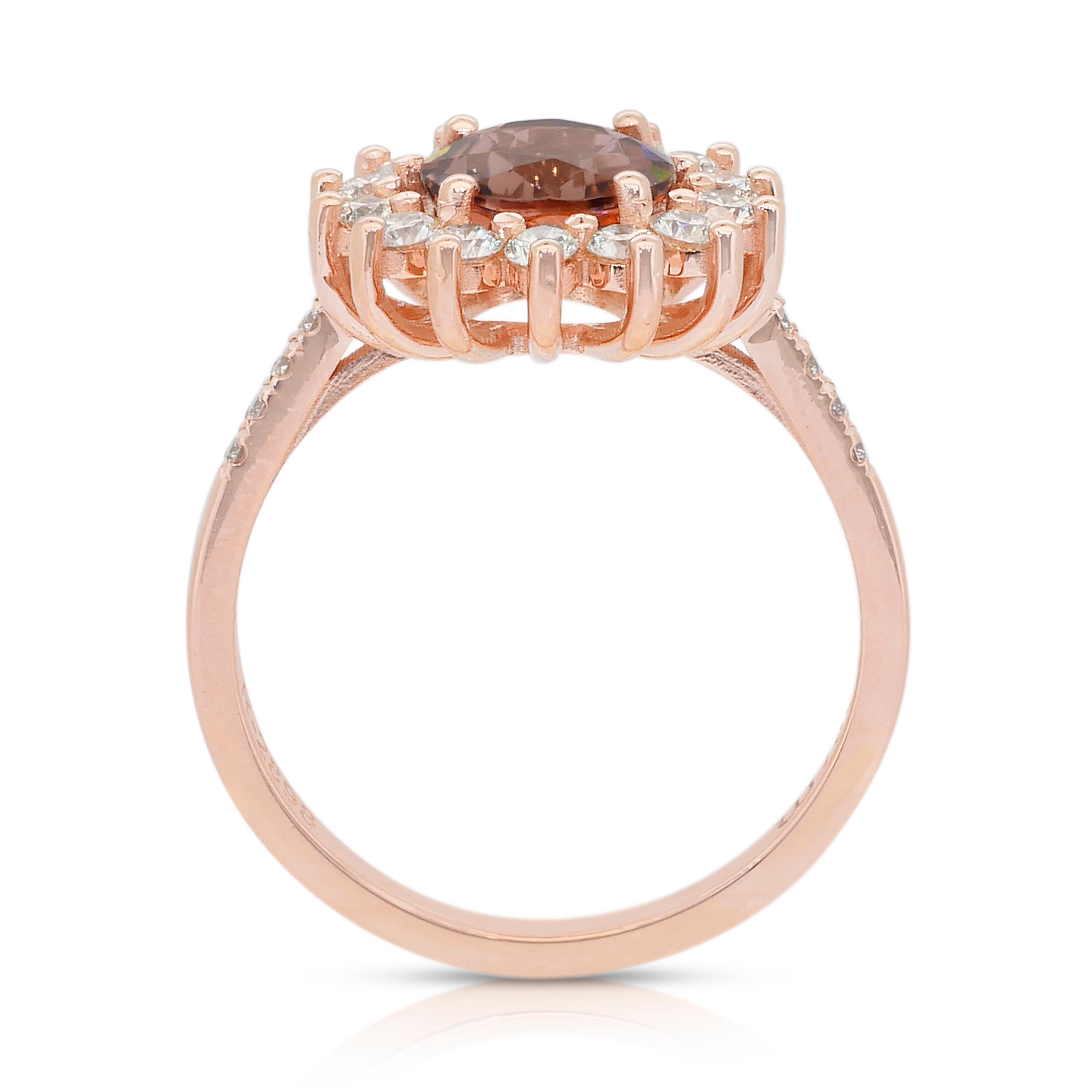 Accattivante anello aureola con tormalina e diamanti da 1,95 carati in oro rosa 18 carati in vendita 3