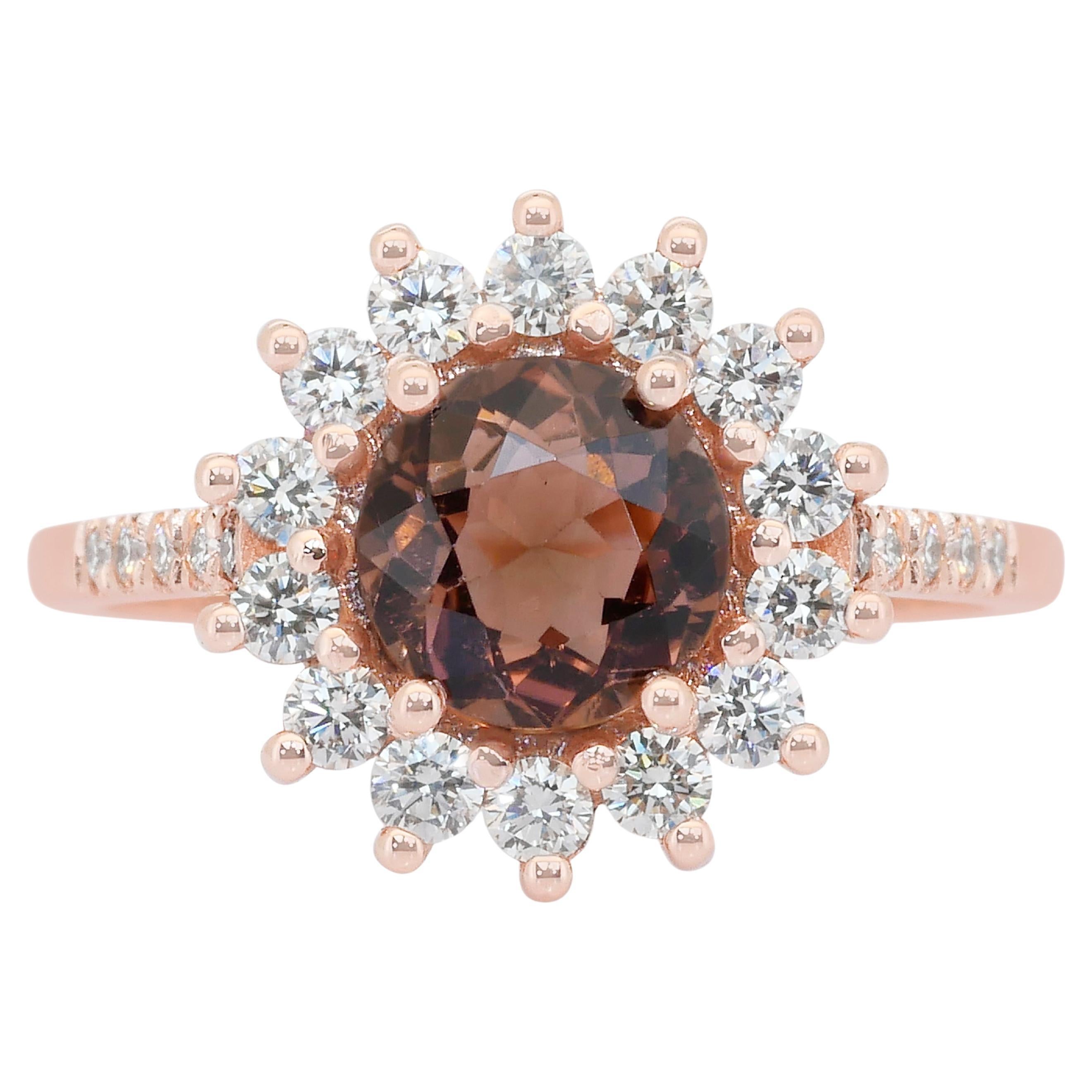 Captivating 1.95ct Tourmaline and Diamonds Halo Ring in 18k Rose Gold