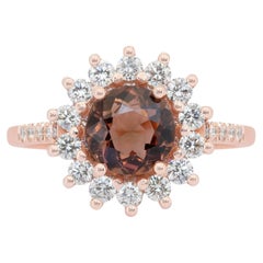 Captivating 1.95ct Tourmaline and Diamonds Halo Ring in 18k Rose Gold