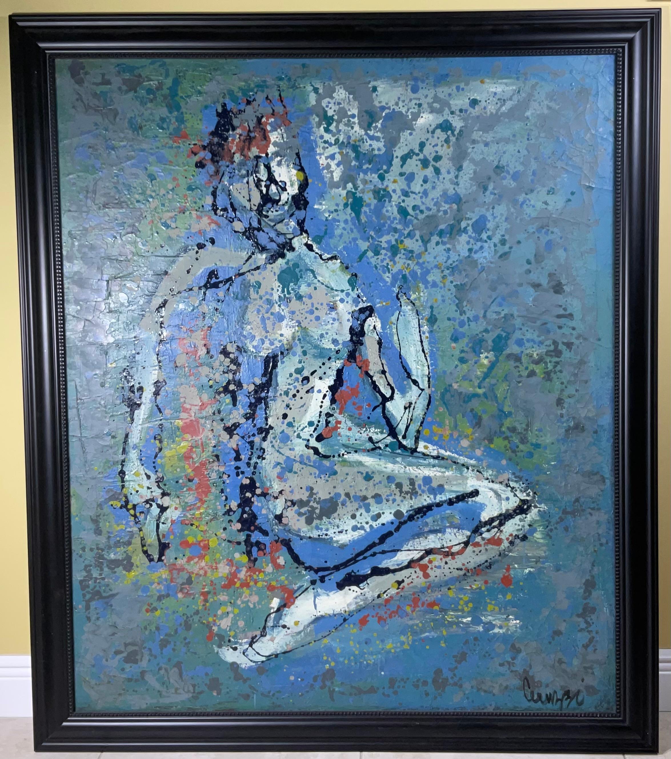 Fesselndes abstraktes figuratives Ölgemälde aus den 1960er Jahren - Mid Century Modern Art im Angebot 7