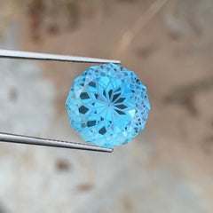 Cautivador 19,65 quilates de topacio azul redondo talla flor Fabricación de joyas de piedras preciosas