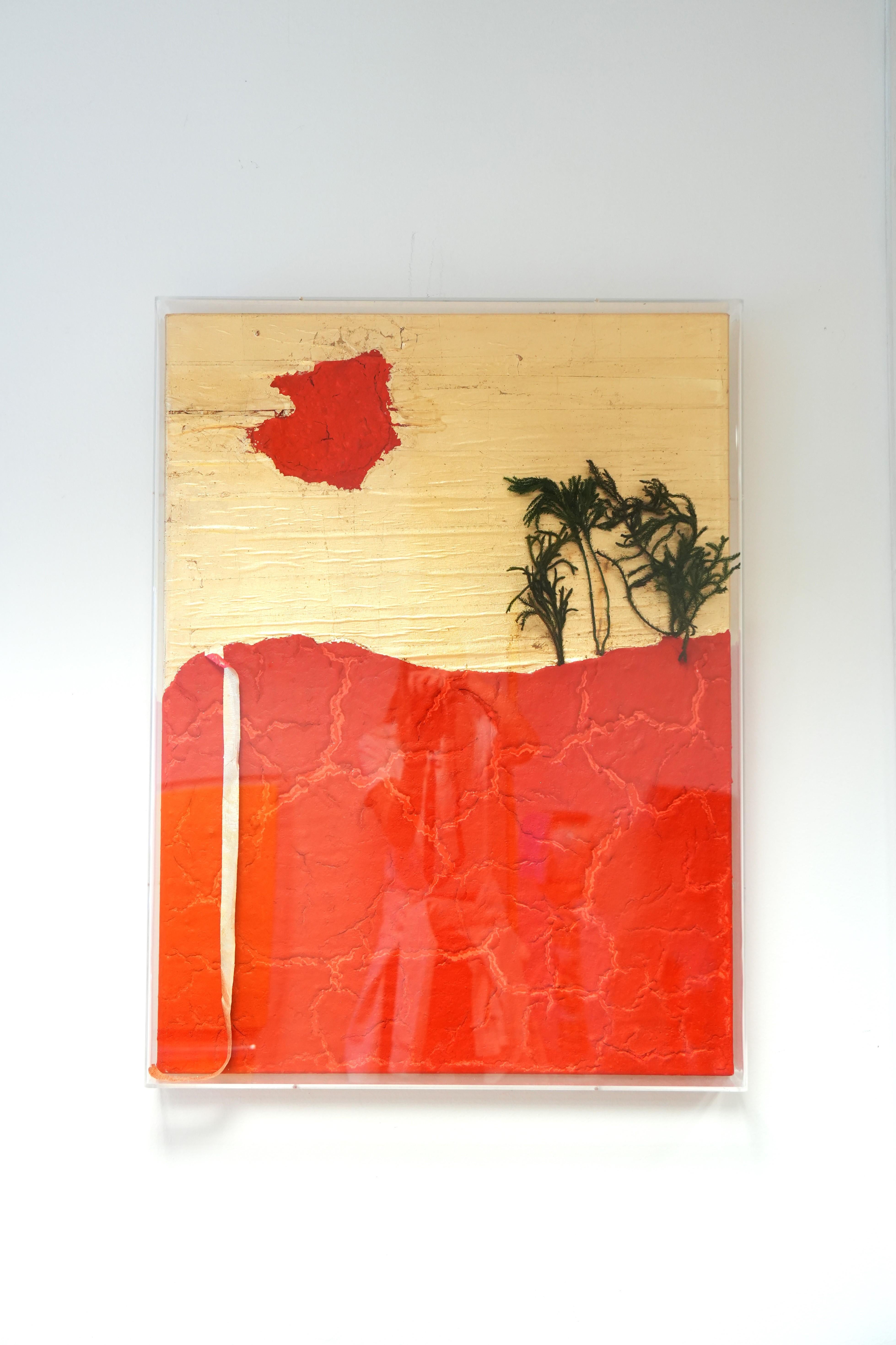 Fesselnder italienischer Modernismus der 1980er Jahre: Signierte Guido Coletti Mixed Media Shadow Box
Tauchen Sie ein in die pulsierende Welt der zeitgenössischen italienischen Kunst der 1980er Jahre mit diesem atemberaubenden und eindrucksvollen