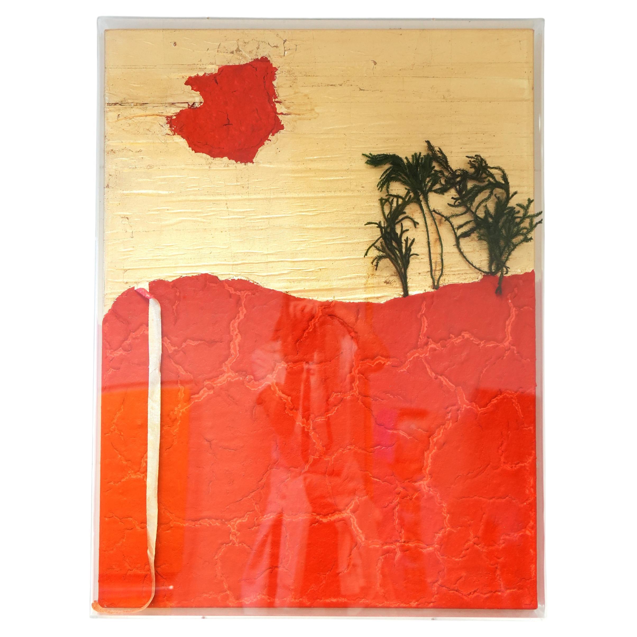 Captivating 1980s Italian Modernism: Signed Guido Coletti Mixed Media Shadow Box