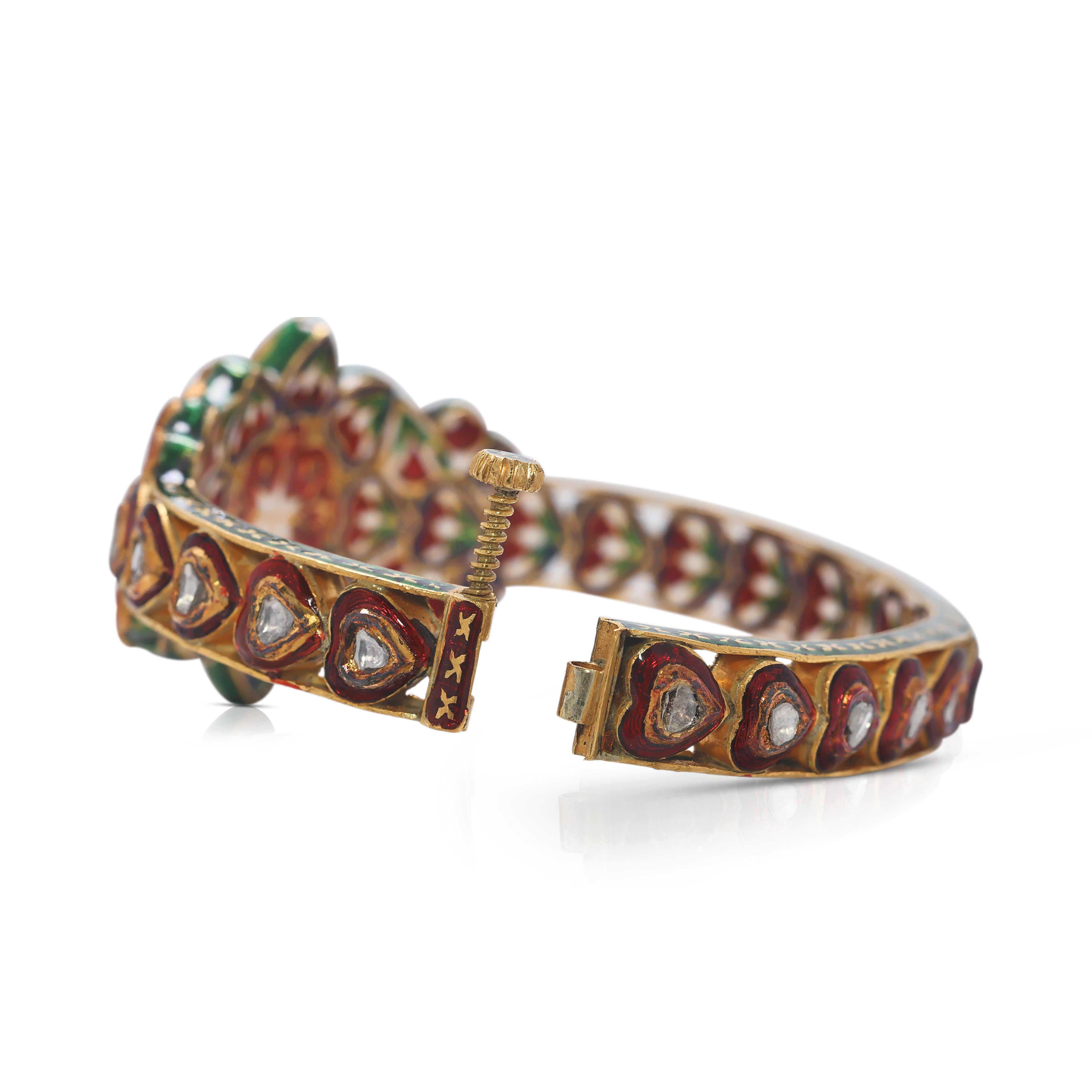 Captivant bracelet jonc en or jaune 18 carats avec diamant naturel de 1 carat Pour femmes en vente