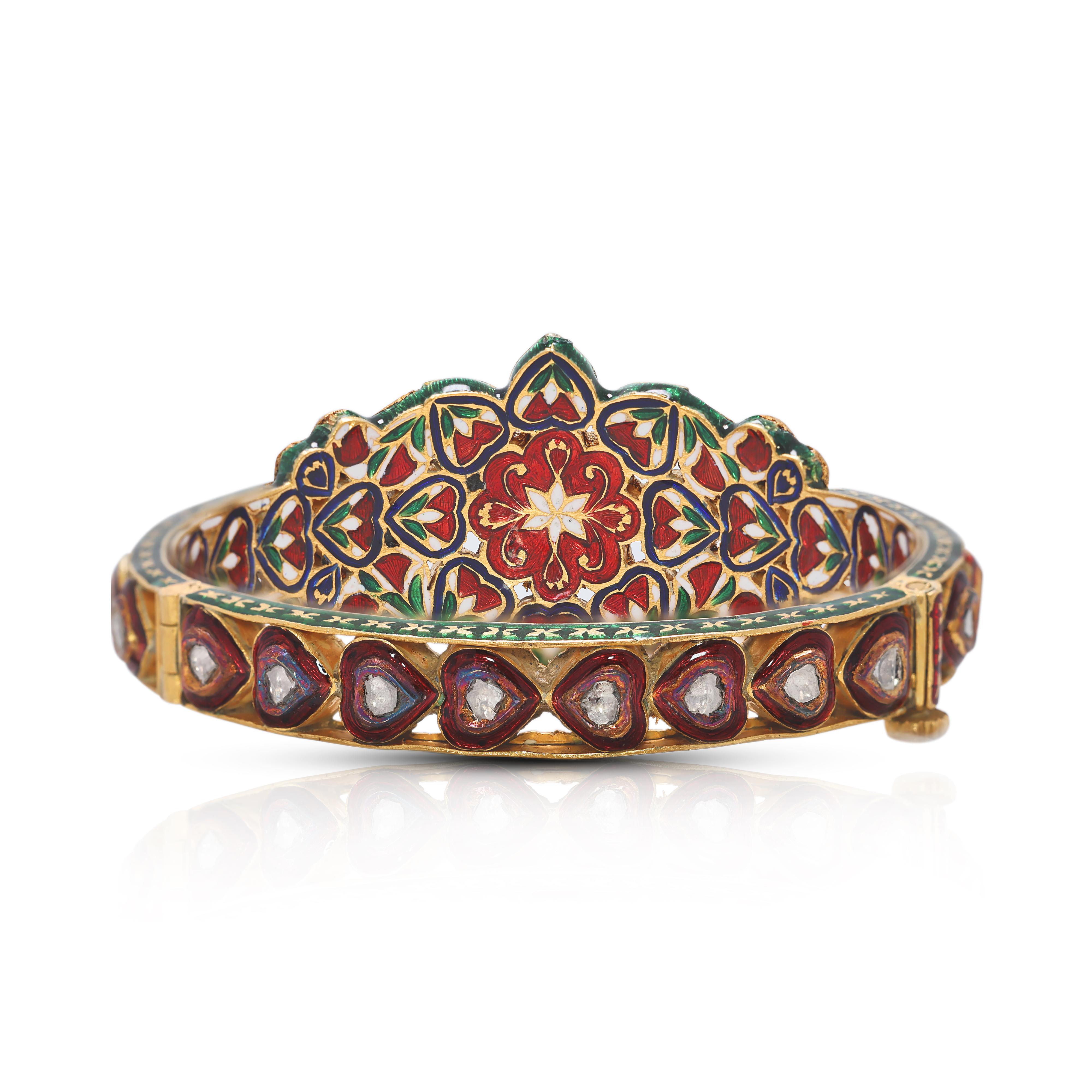 Captivant bracelet jonc en or jaune 18 carats avec diamant naturel de 1 carat en vente 1