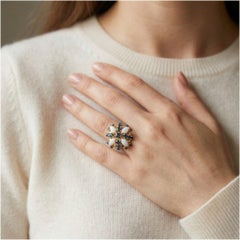 Accattivante anello con opale e zaffiro da 2,00ct in oro giallo 14K