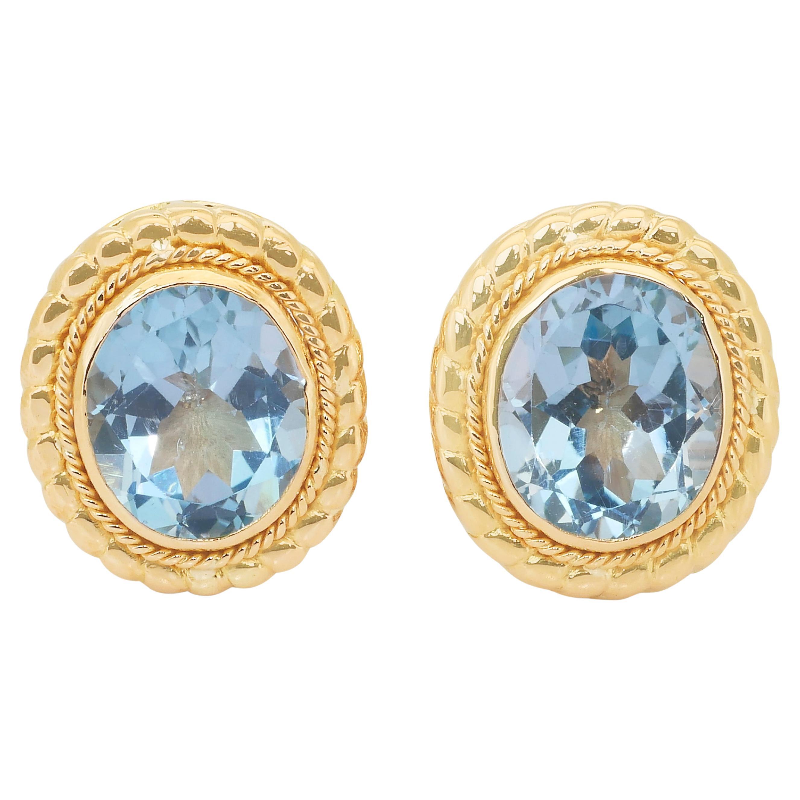 Captivating 21.36ct Topaz Earrings in 18k Yellow Gold - IGI Certified