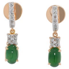 Captivating 2.16ct Jade
Diamond Drop Earrings in 18K Yellow Gold