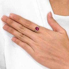 Captivating 2.18ct Ruby & Trillion Diamond Ring in 18K Yellow Gold