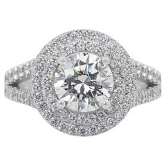 Captivating 2.26ct Diamonds Double Halo Ring in 18k White Gold - IGI Certified