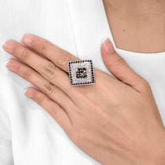 Captivating 2.37ct Black and White Diamond Rhombus Ring in 18k White Gold