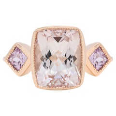Accattivante anello con Morganite e Spinello da 2,3ct in oro rosa 14K