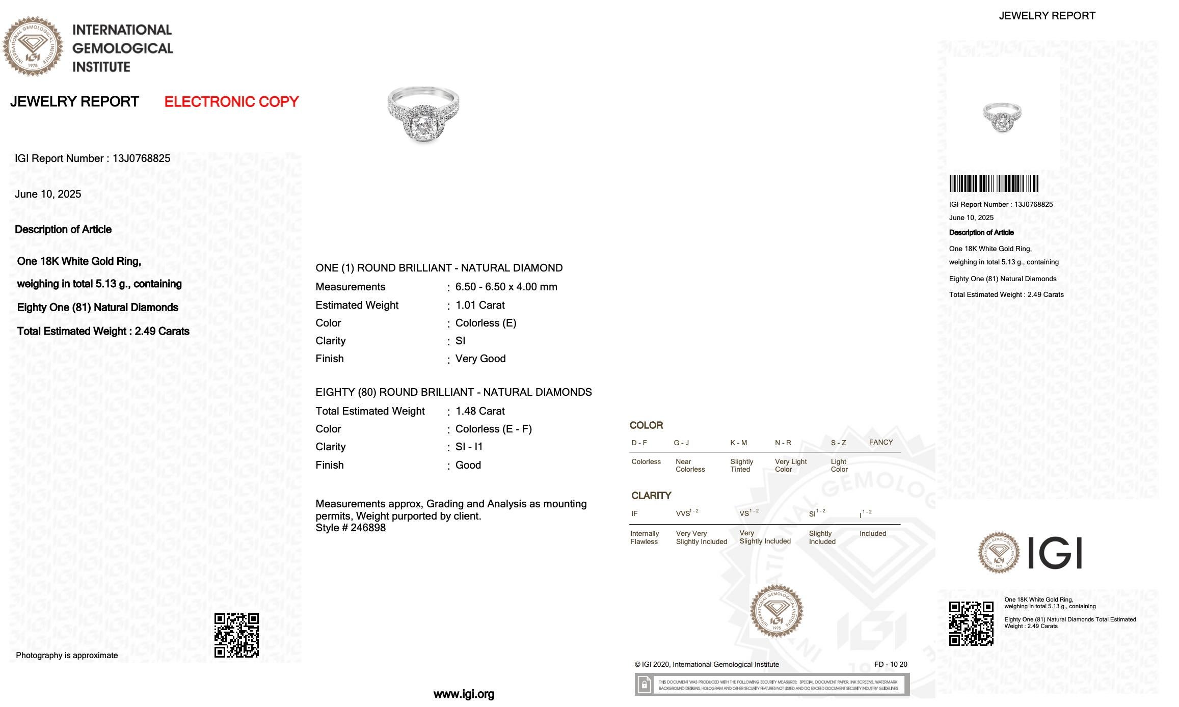 Fesselnder 2,49ct Diamanten Halo Ring in 18k Weißgold - IGI zertifiziert im Angebot 1