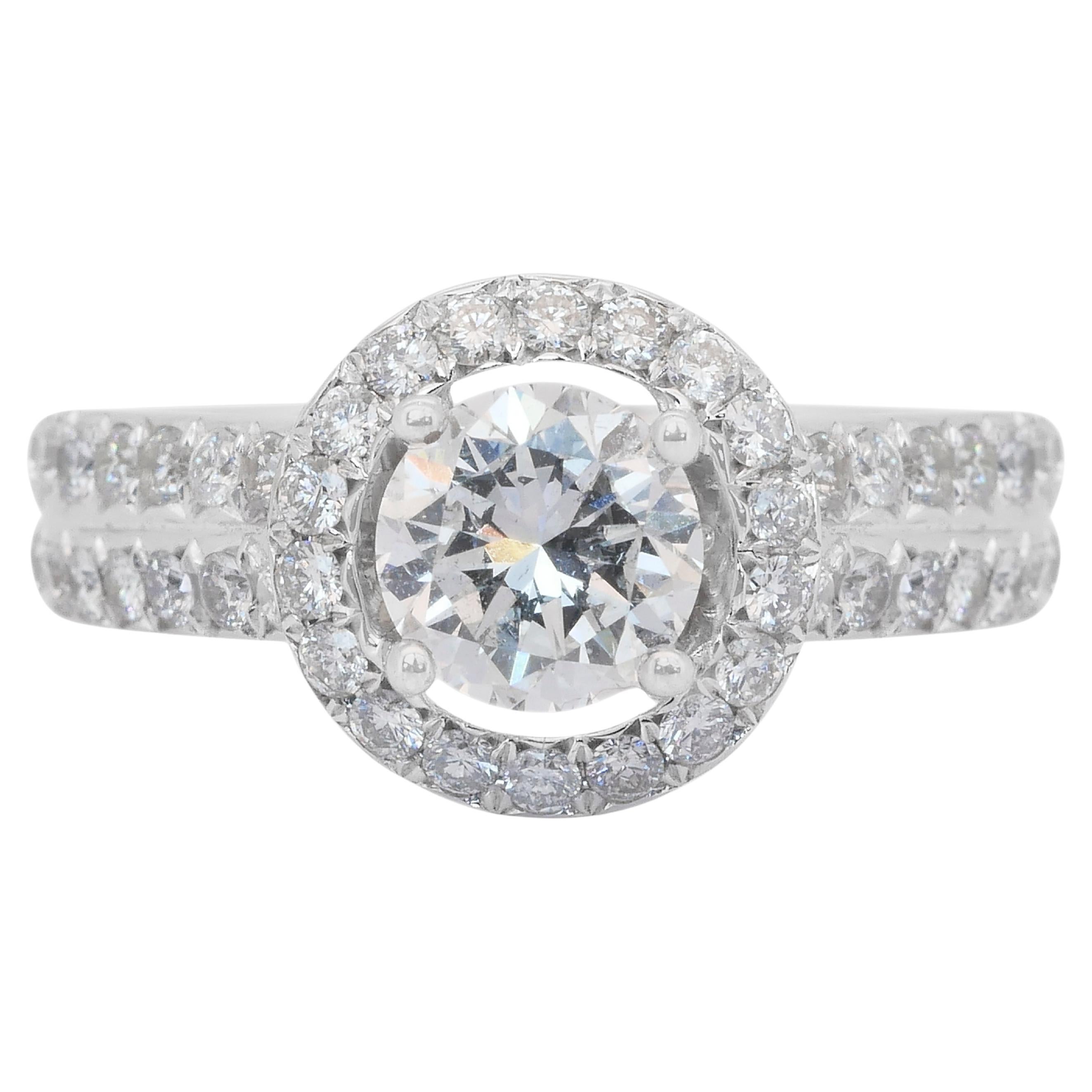 Fesselnder 2,49ct Diamanten Halo Ring in 18k Weißgold - IGI zertifiziert