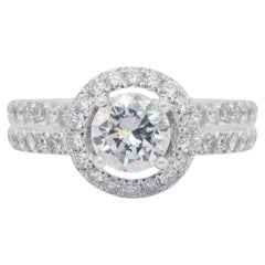 Fesselnder 2,49ct Diamanten Halo Ring in 18k Weißgold - IGI zertifiziert