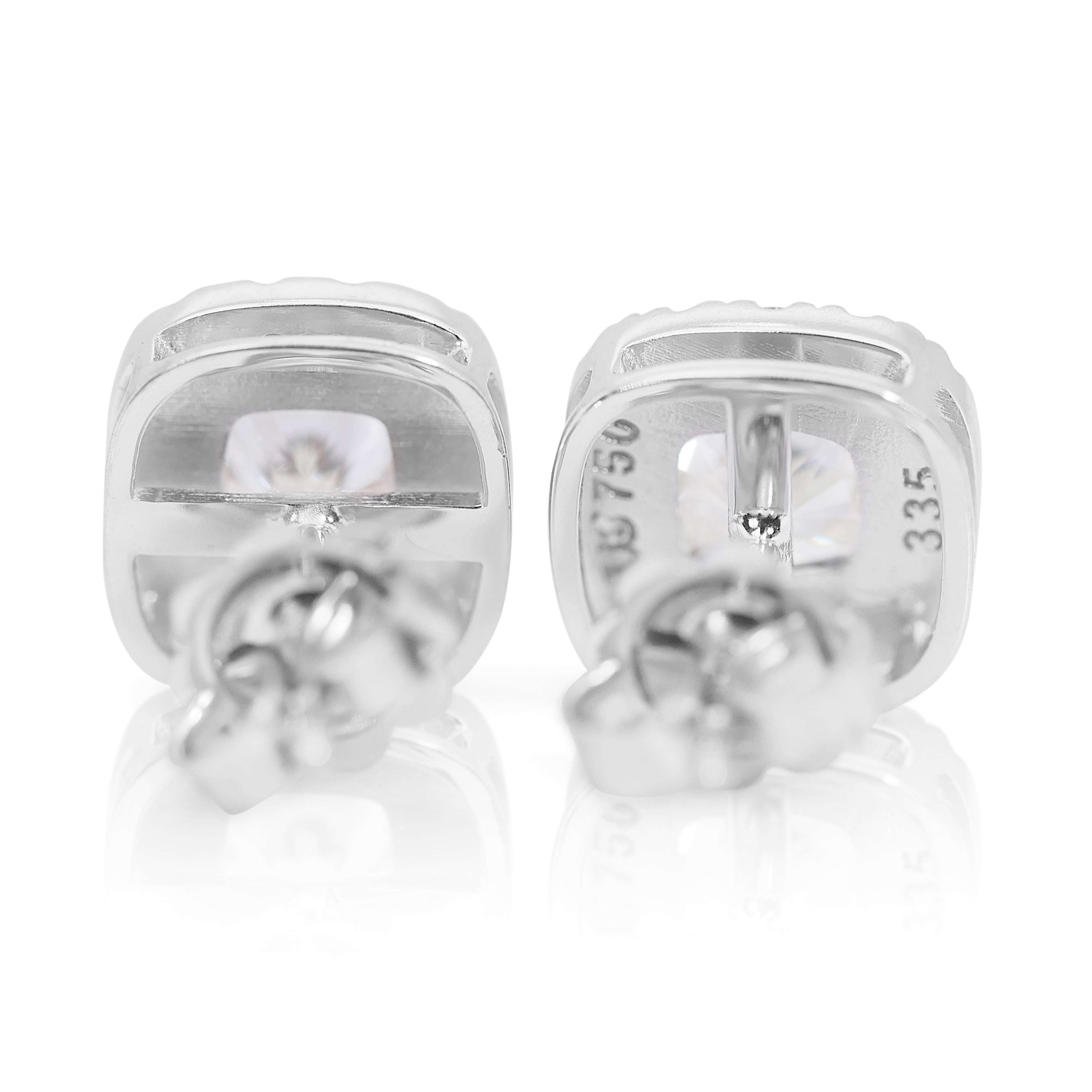 Captivating 2.52ct Diamonds Halo Stud Earrings in 18k White Gold - IGI Certified 2