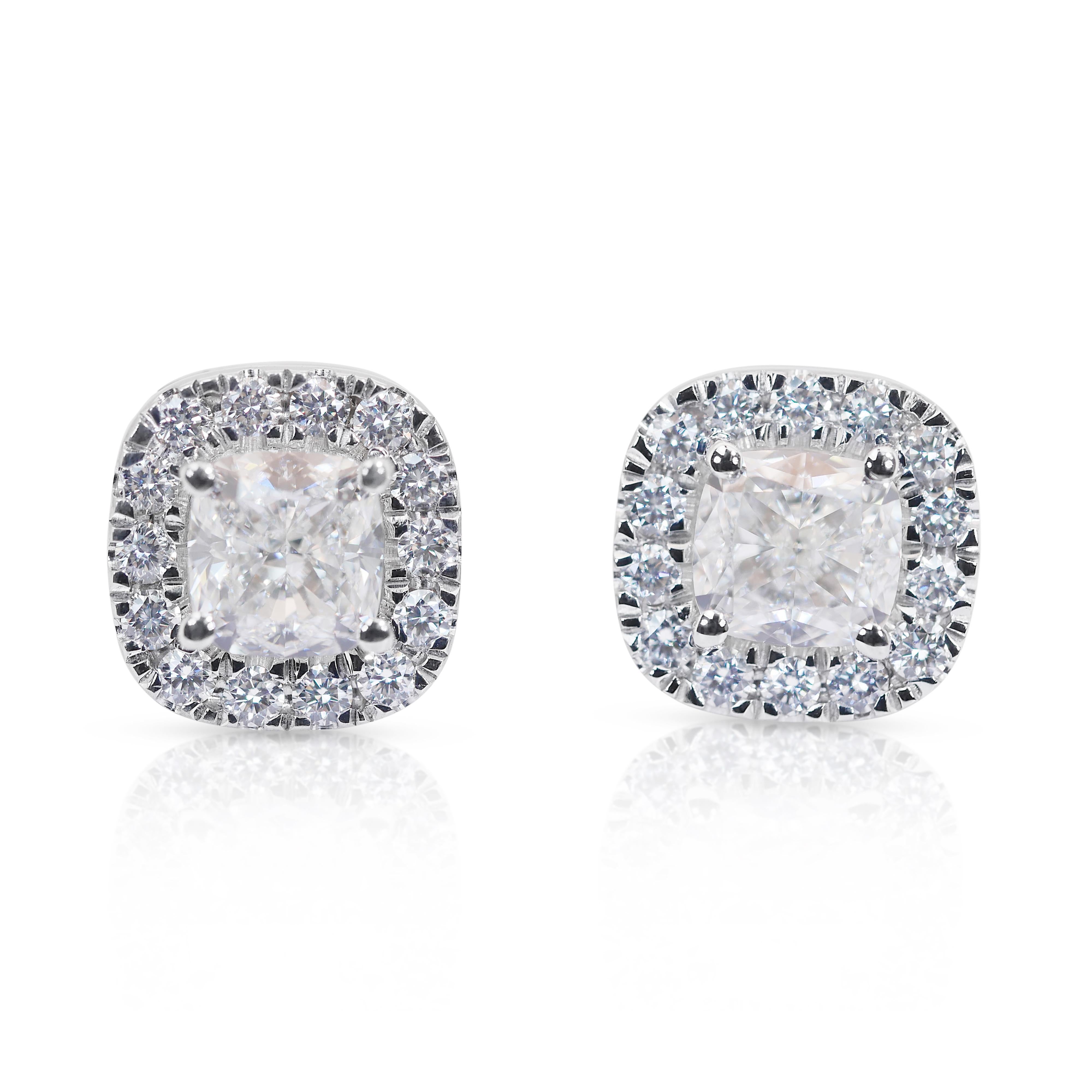 Captivating 2.52ct Diamonds Halo Stud Earrings in 18k White Gold - IGI Certified 3